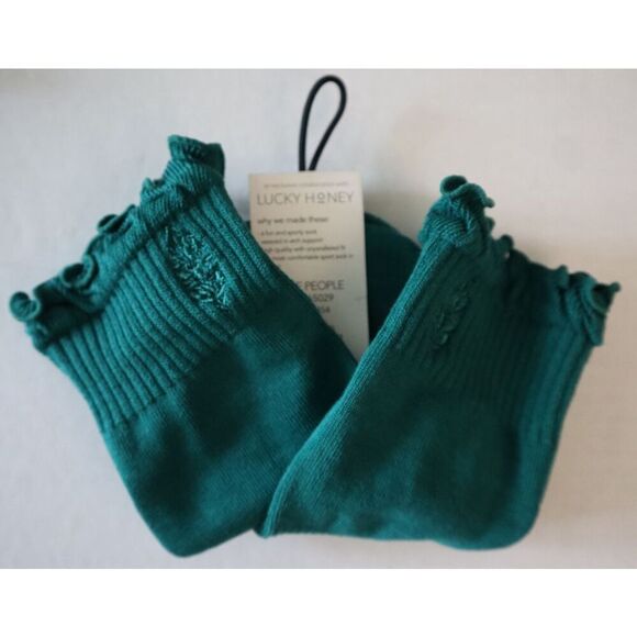 FP Movement OB865029 Women's O/S Midnight Jade Green Classic Ruffle Socks - Picture 3 of 4